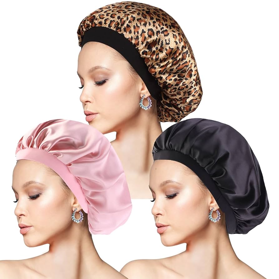 Bonnet en Satin Doux pour Femme – Large Bord & Élastique Souple | Protection Capillaire Nuit