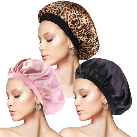 Bonnet en Satin Doux pour Femme – Large Bord & Élastique Souple | Protection Capillaire Nuit